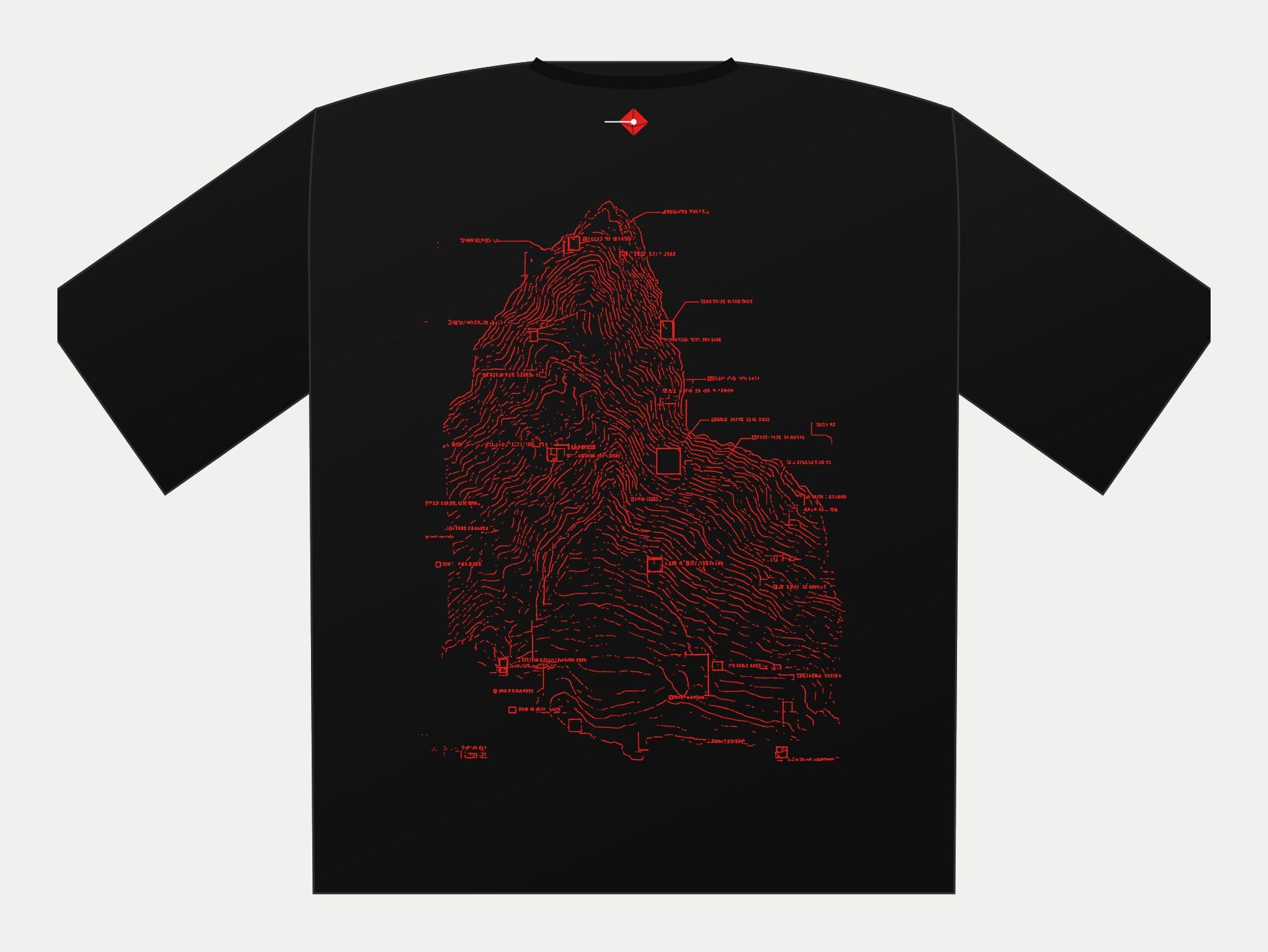 Plano de Polera oversize Relieve I, espalda