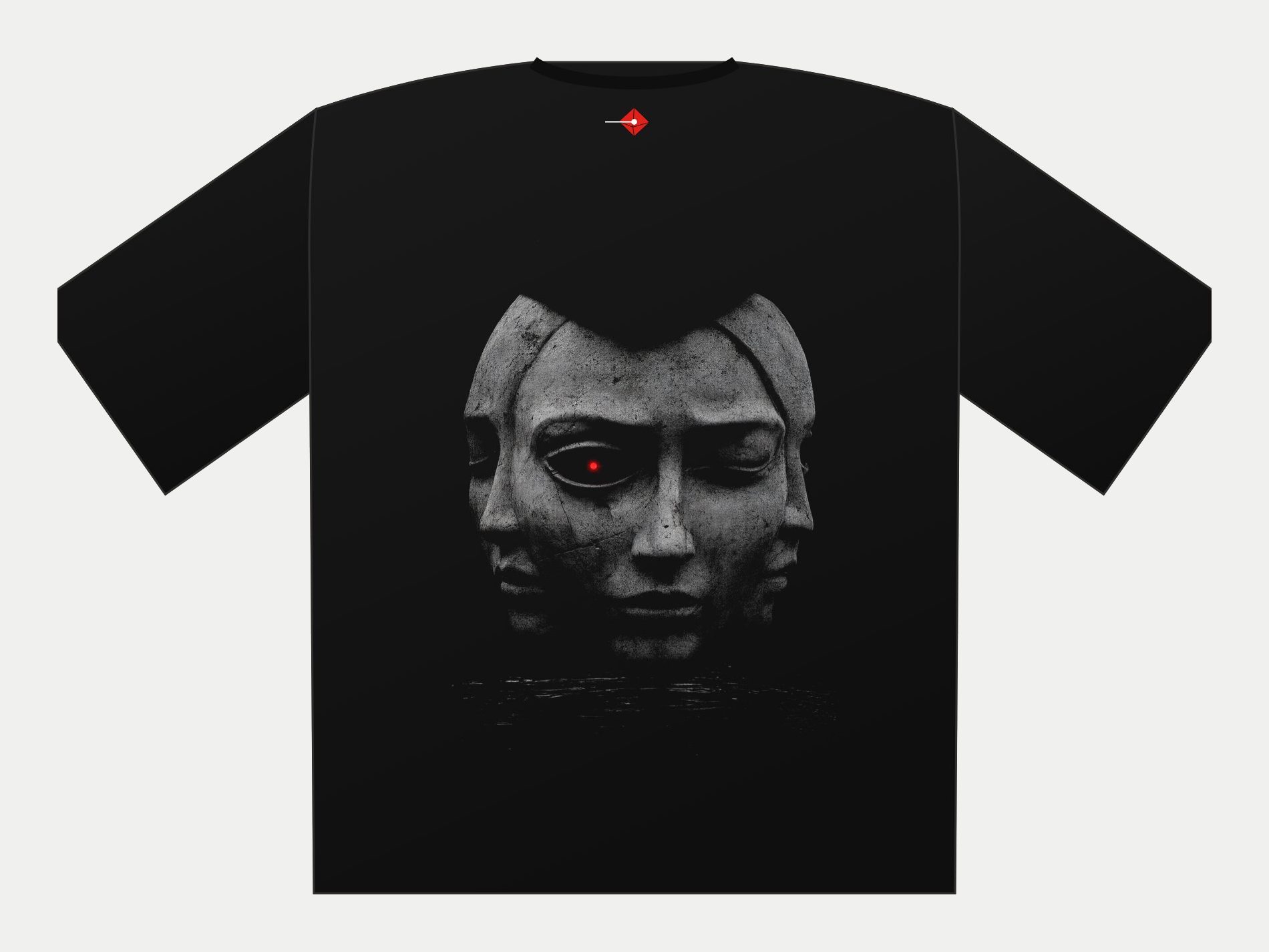 Plano de Polera oversize Rostro Triple, espalda
