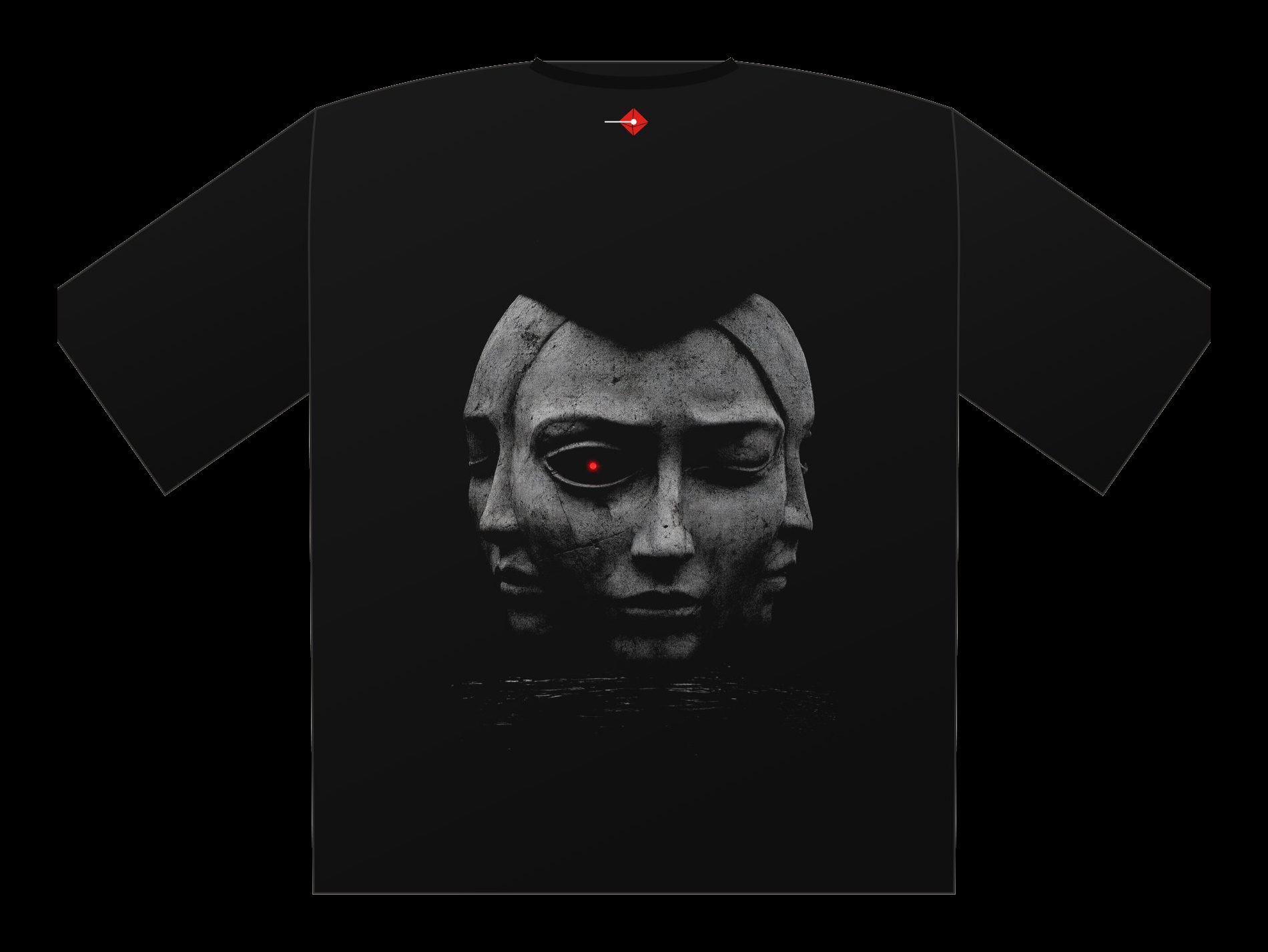 Plano de Polera oversize Rostro Triple, espalda