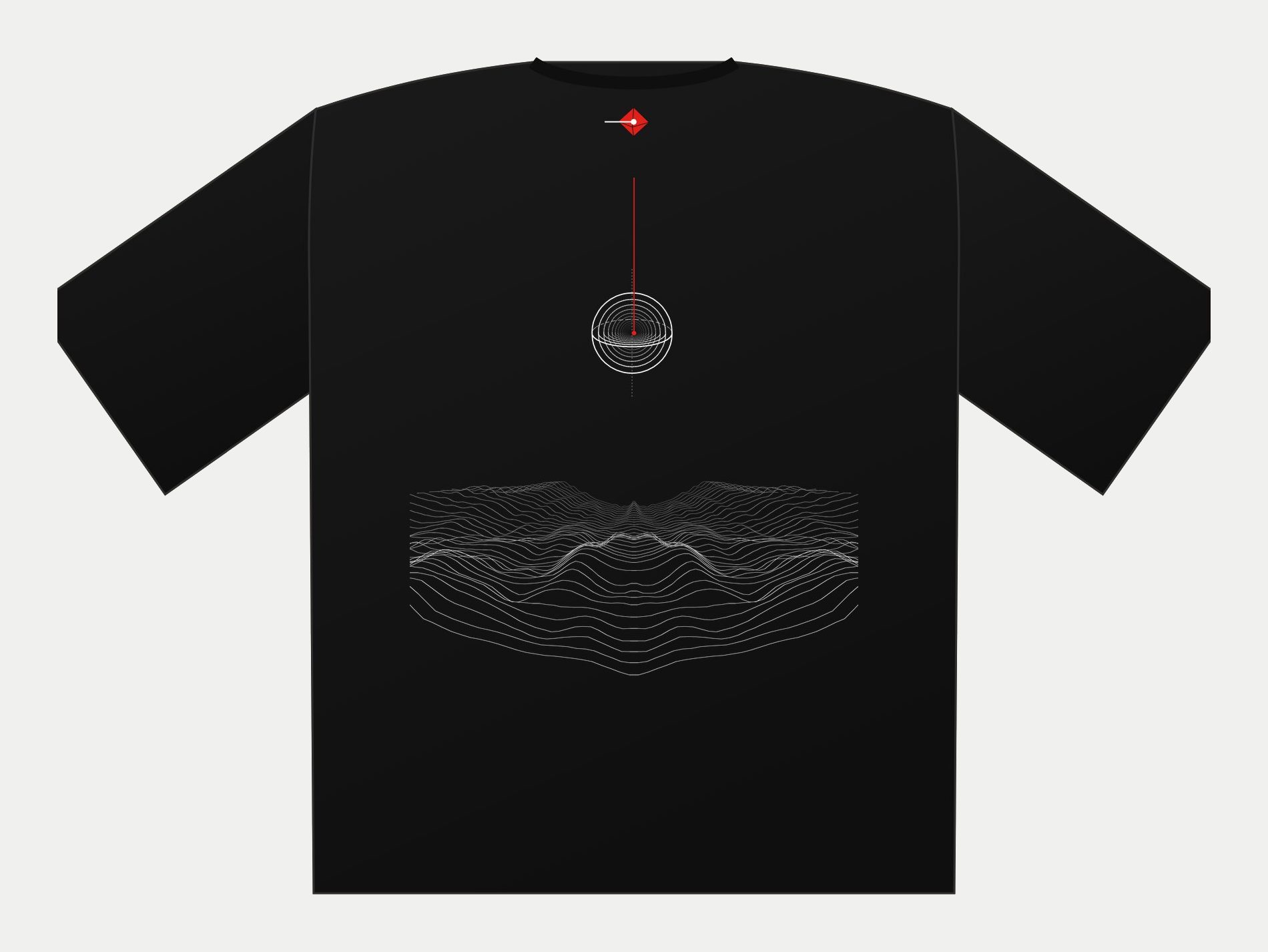 Plano de Polera oversize Void Terreno, espalda