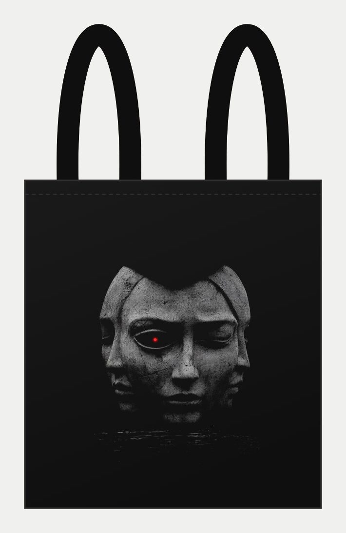 Plano de Tote bag Rostro Triple, cara estampada